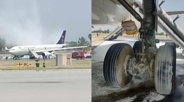 Saudi Airlines flight lands safely after catching fire at Peshawar Airport