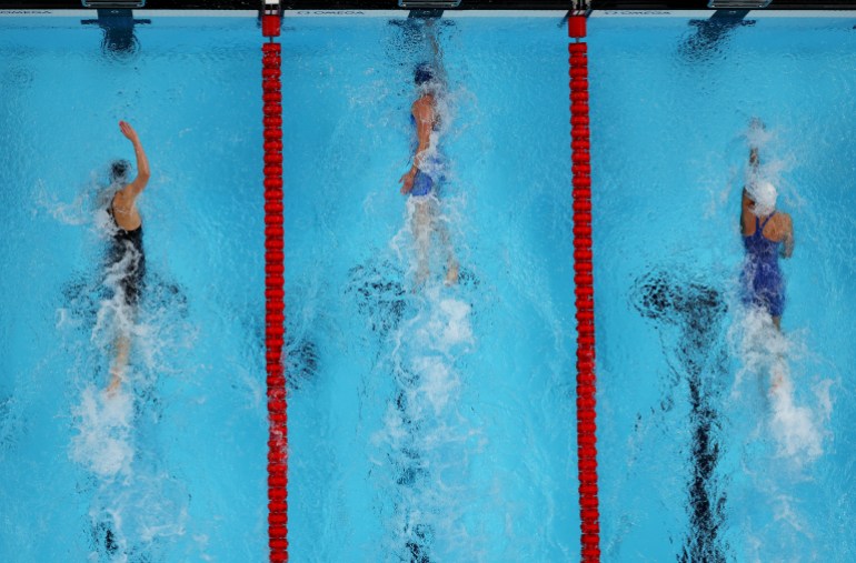 Swimmer during race.