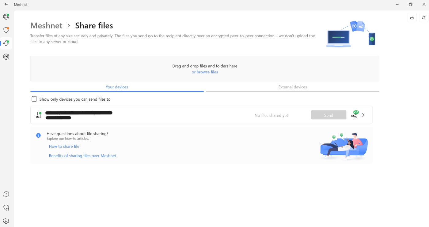 Secure file-sharing via NordVPN’s Meshnet feature.