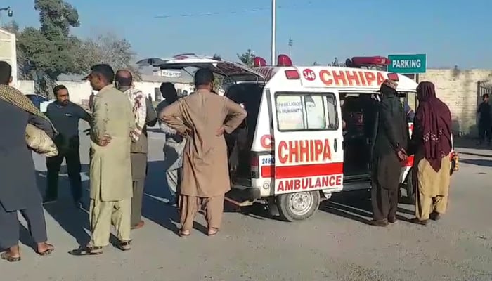 People stand near an ambulance at the Quetta railway station, on November 9, 2024. — Reporter