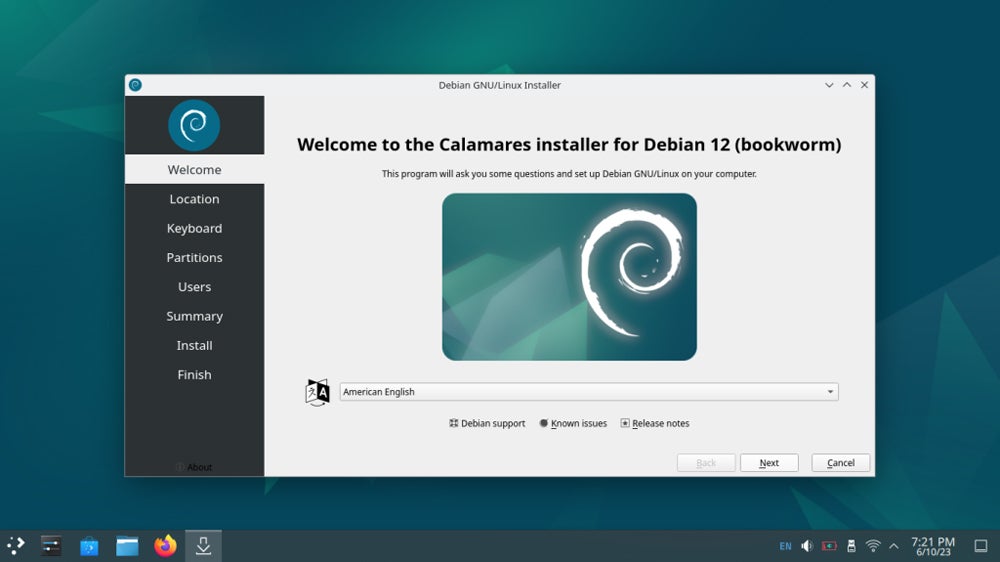 The Debian operating system in action.